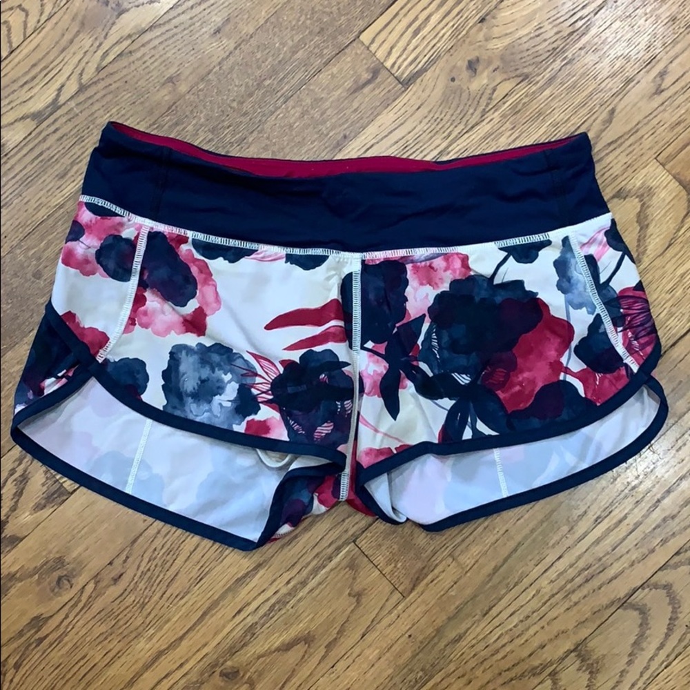 Lululemon floral speed shorts!